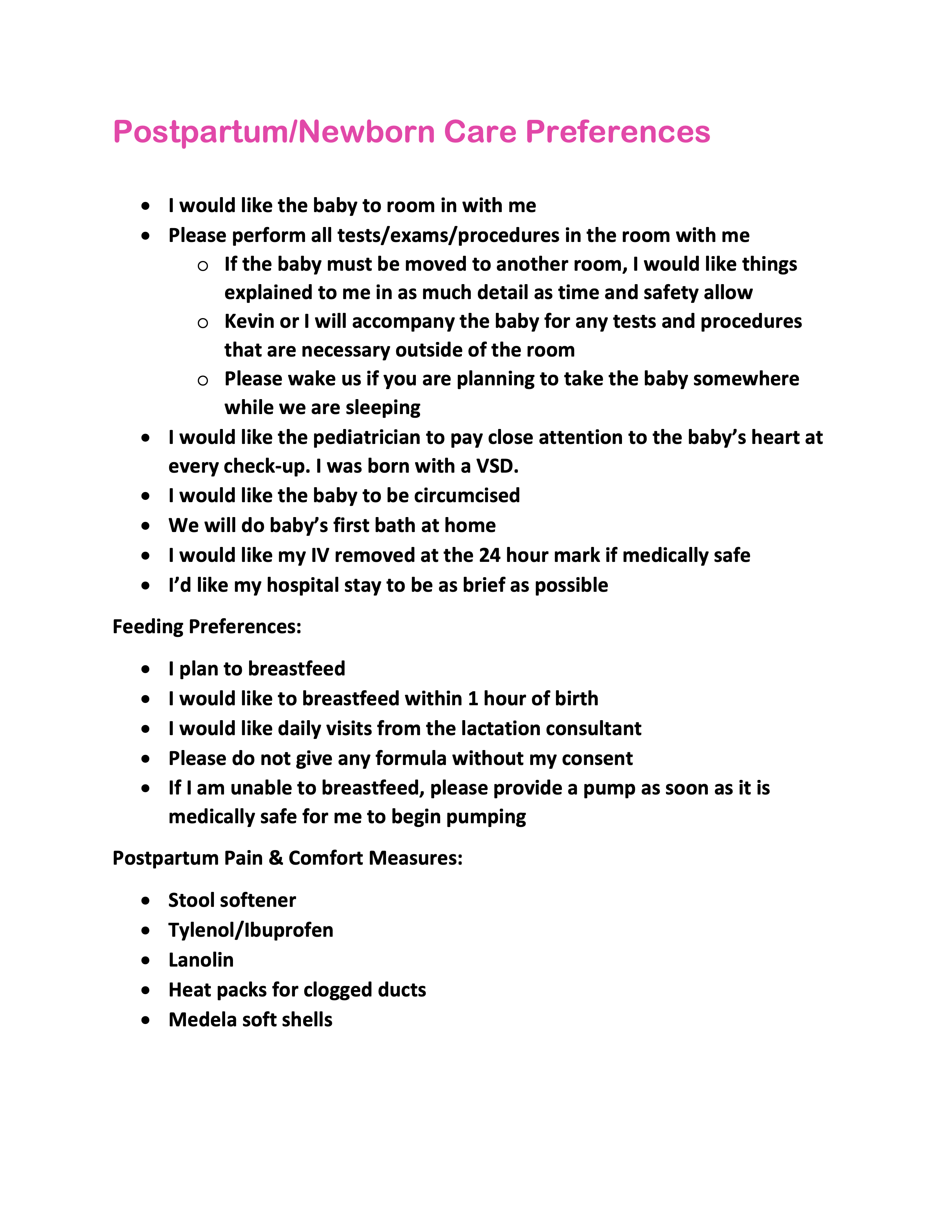 Birth Plan Examples Sample Birth Plans from Real Women Twill Care